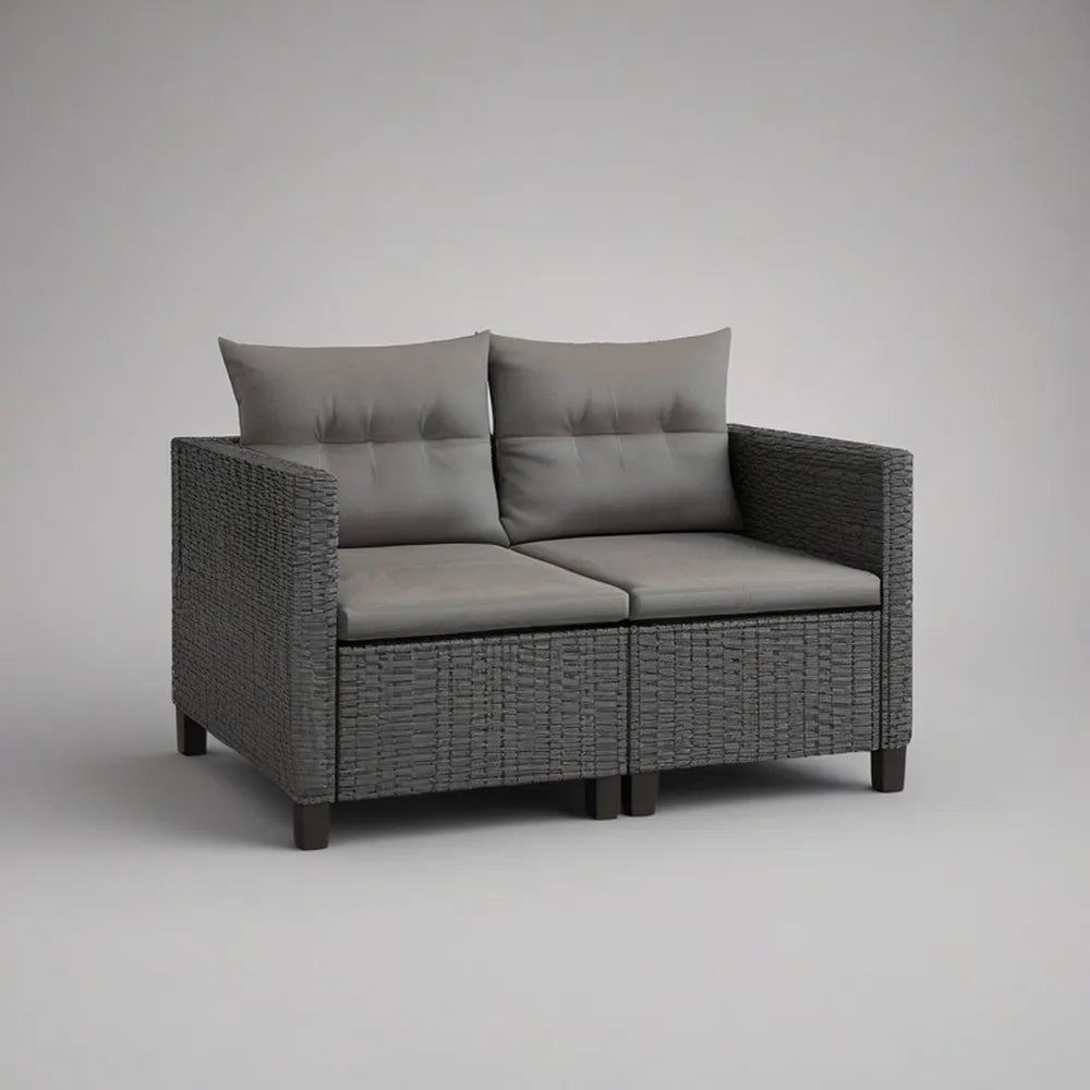 Sofá Modular de Jardim para 2 Lugares em Vime PE Cinzento Escuro 124 x 70 x 80 cm