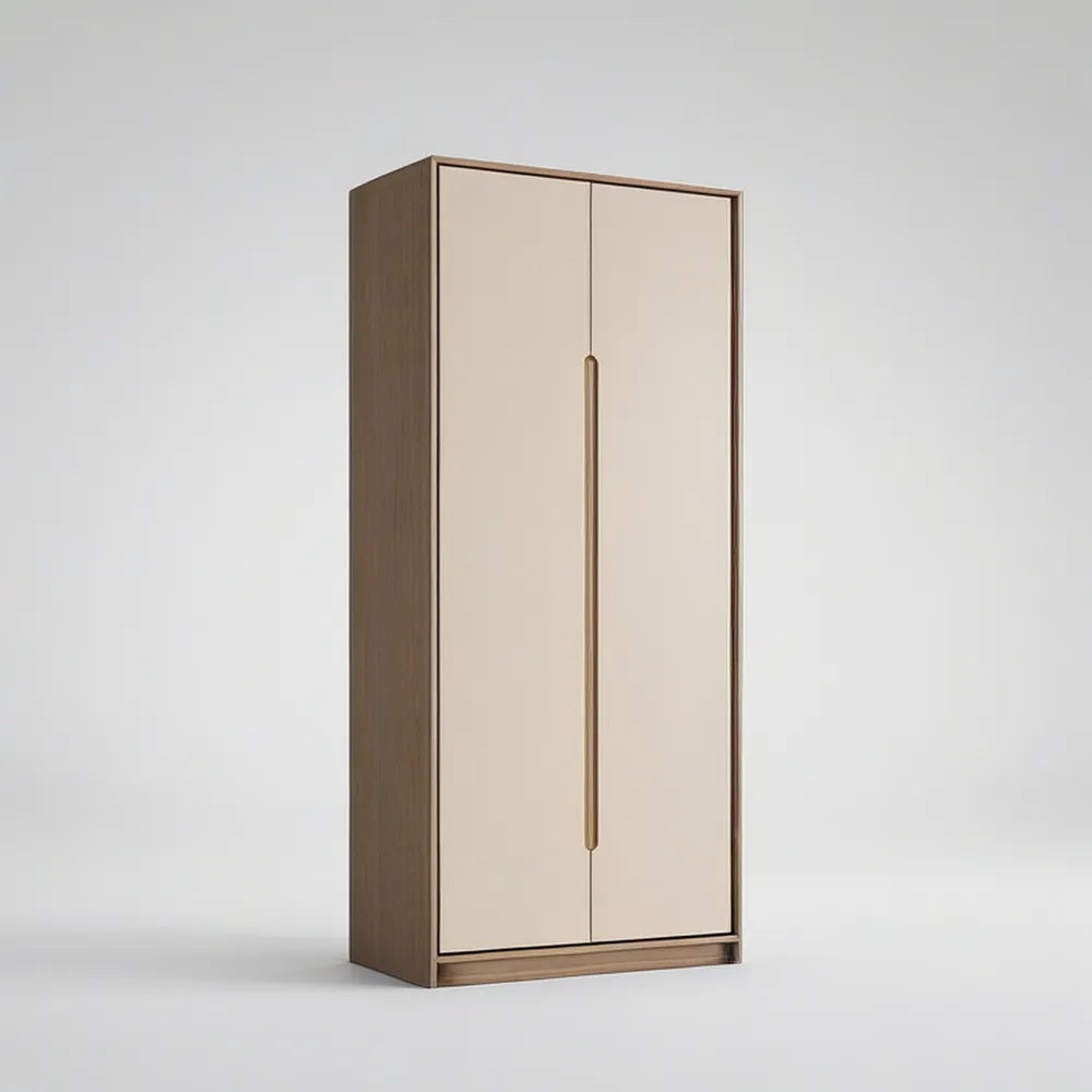 Roupeiro Retangular de 2 Portas em MDF Castanho e Bege 80 x 50 x 180 cm