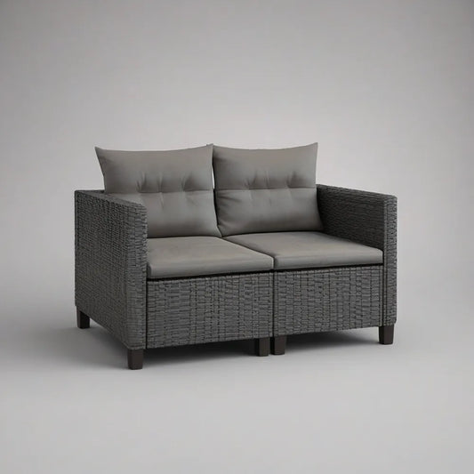 Sofá Modular de Jardim para 2 Lugares em Vime PE Cinzento Escuro 124 x 70 x 80 cm