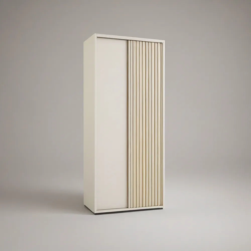 Guarda-roupa em MDF Branco Creme com 2 Portas de Correr, 100 x 60 x 200 cm