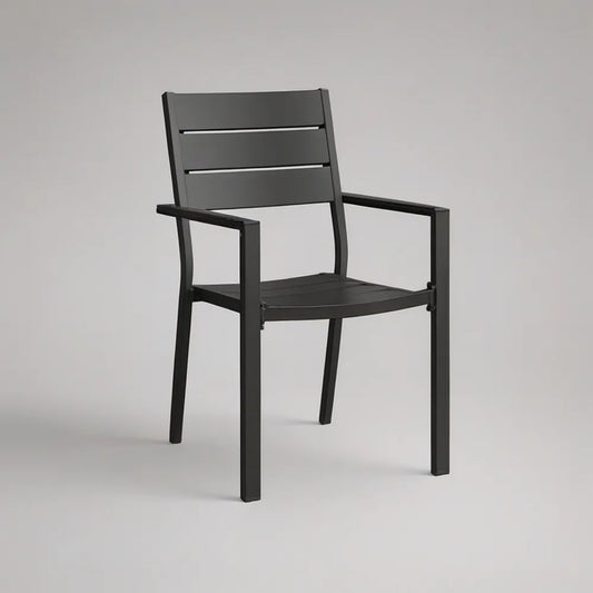 Cadeira de Jardim com Braços em Alumínio Preto 55 x 60 x 88 cm
