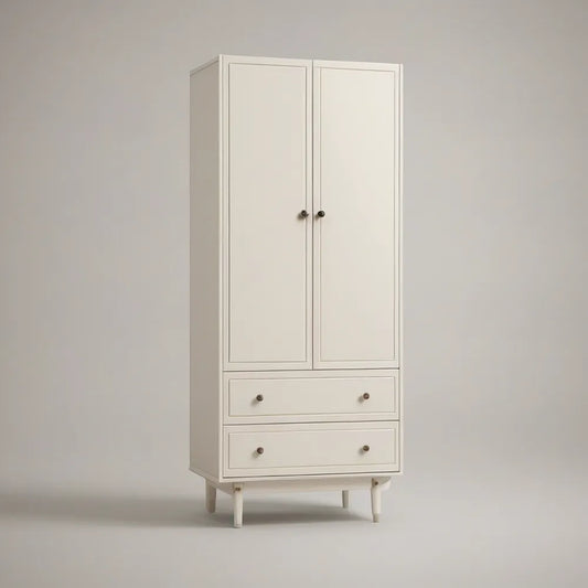 Roupeiro em MDF Branco com 2 Portas e 2 Gavetas, 80 x 45 x 190 cm